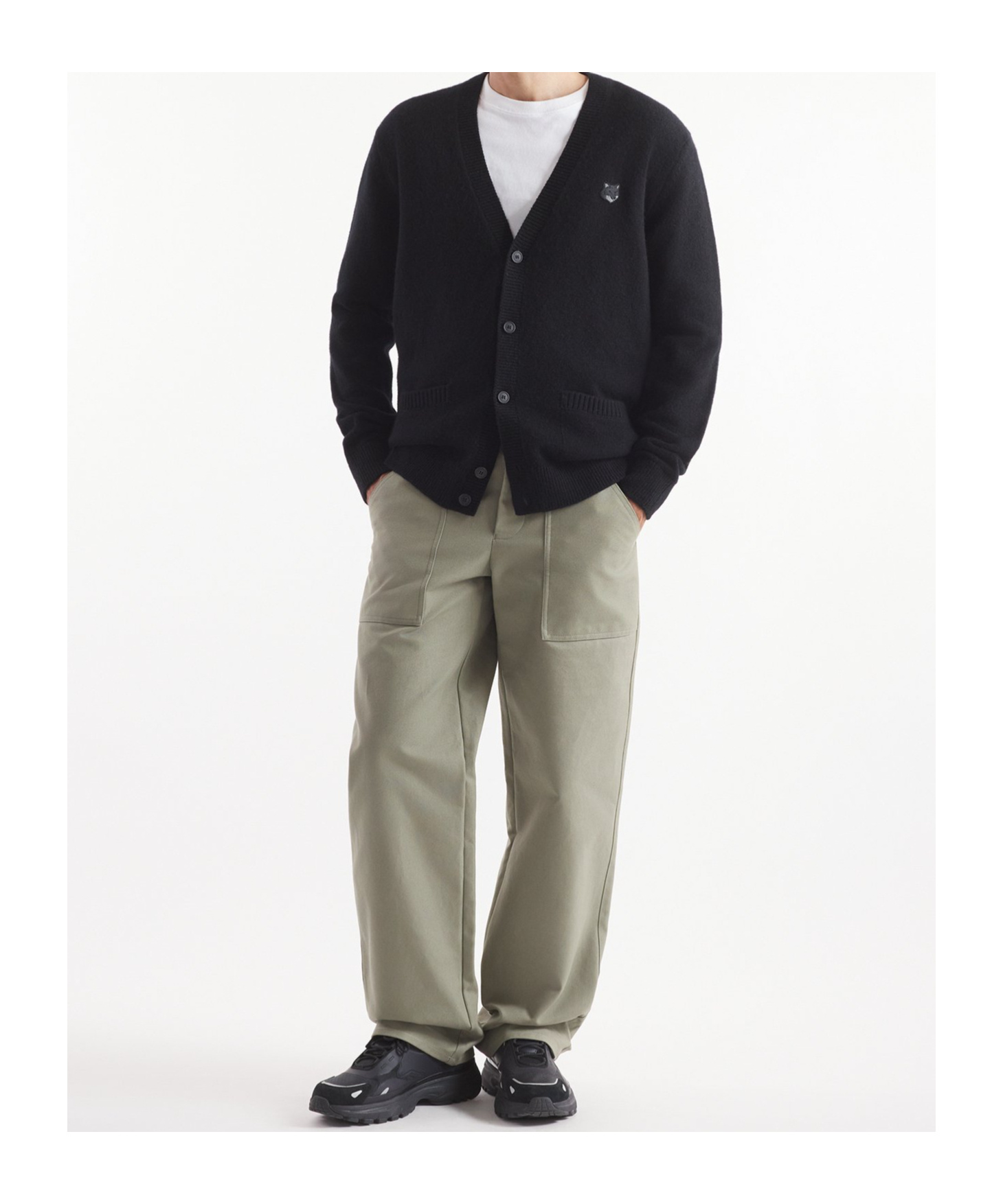 MAISON KITSUNÉ MAISON KITSUNÉ BOLD FOX HEAD-PATCH BUTTON-UP CARDIGAN