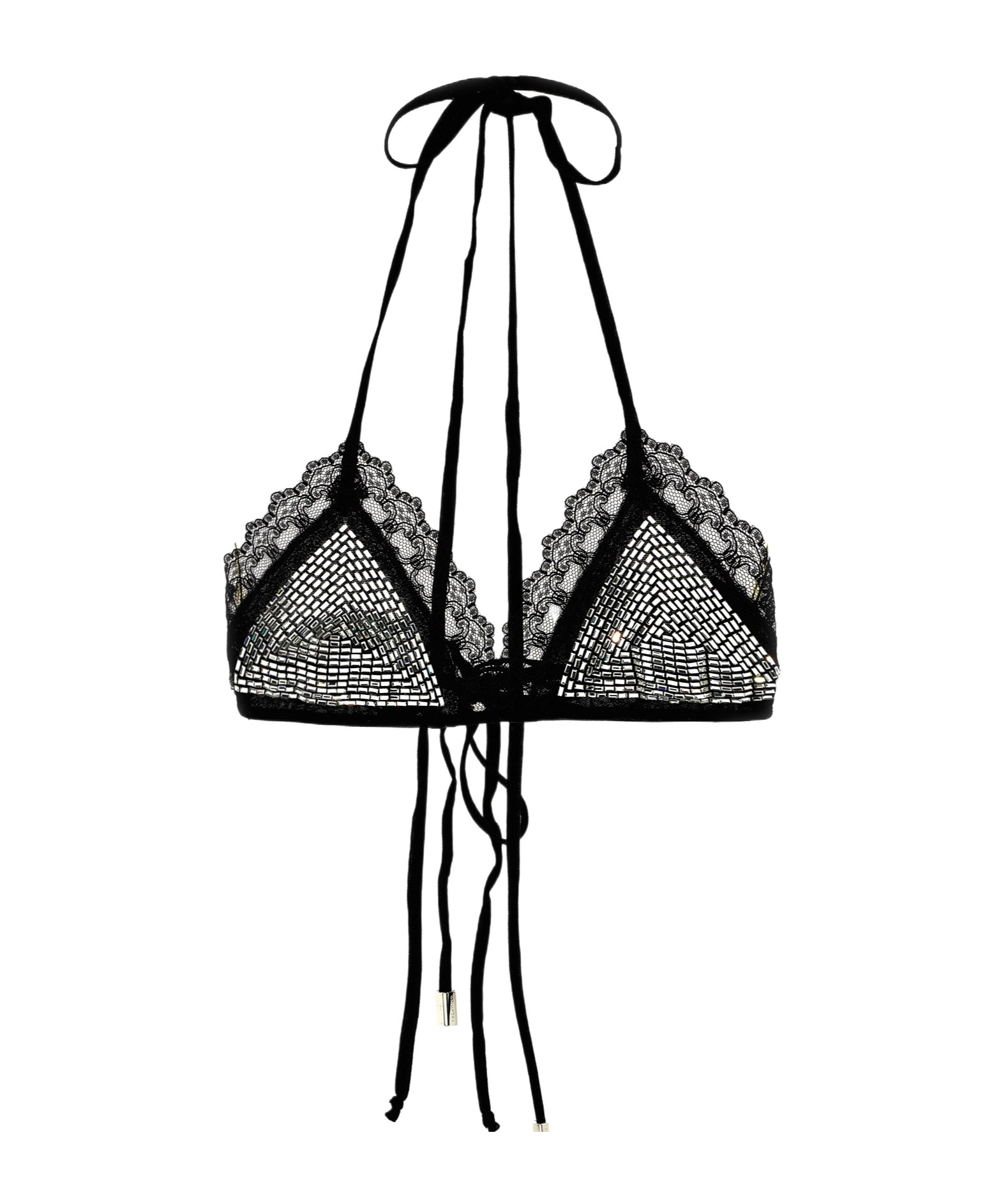 Shop Attico Rhinestone Bra In Black
