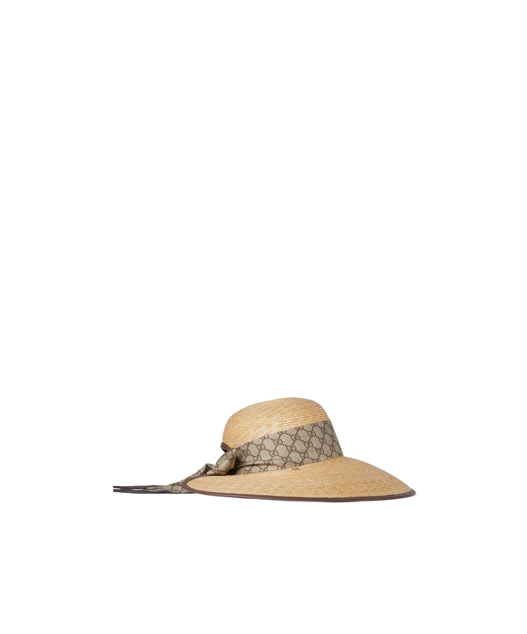 Gucci Straw Wide Brim Hat With Gg Bow In Brown