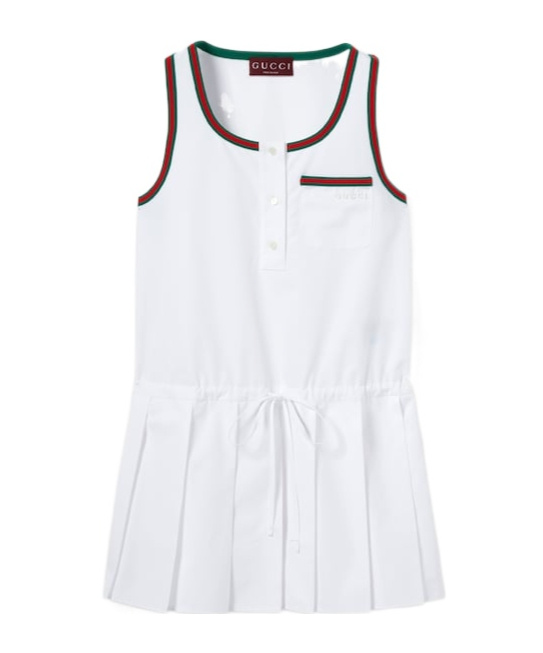 Gucci Cotton Poplin Dress With Web In White