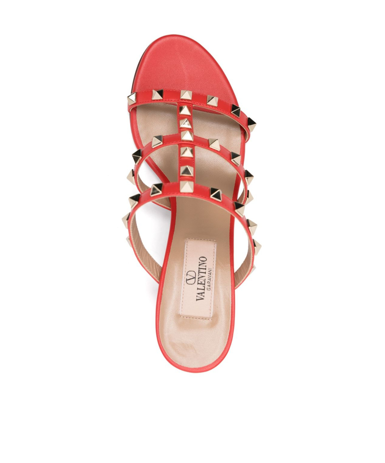 Shop Valentino Rockstud Leather Sandals In Red