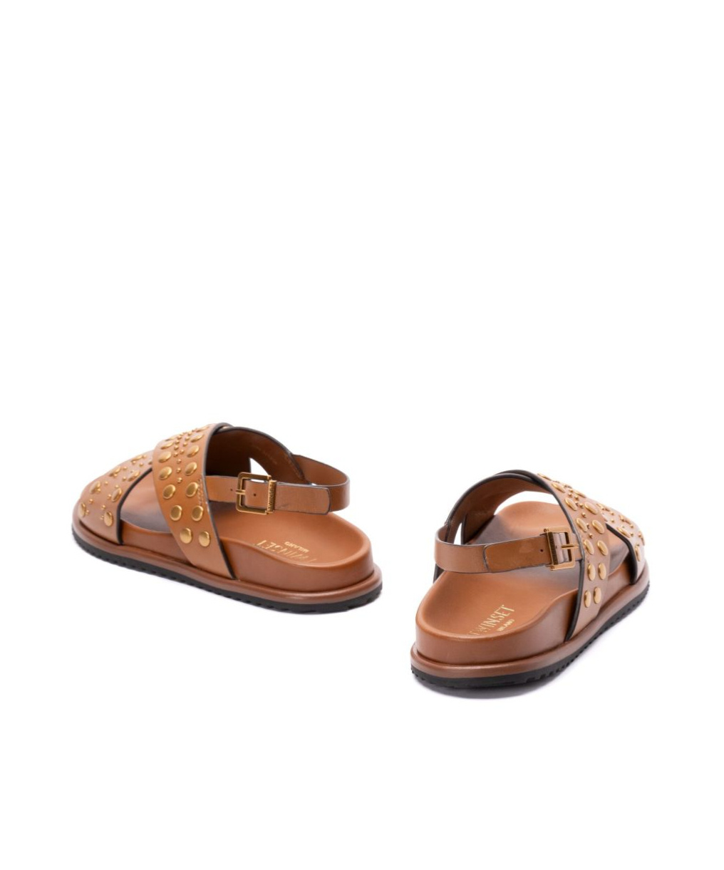 Twinset Buckle-fastening Slingback Sandals With Stud Embellishments In Brown