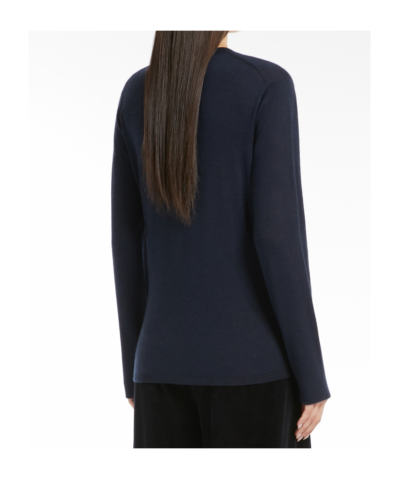 Max Mara Long-sleeved Cashmere Sweater In Black