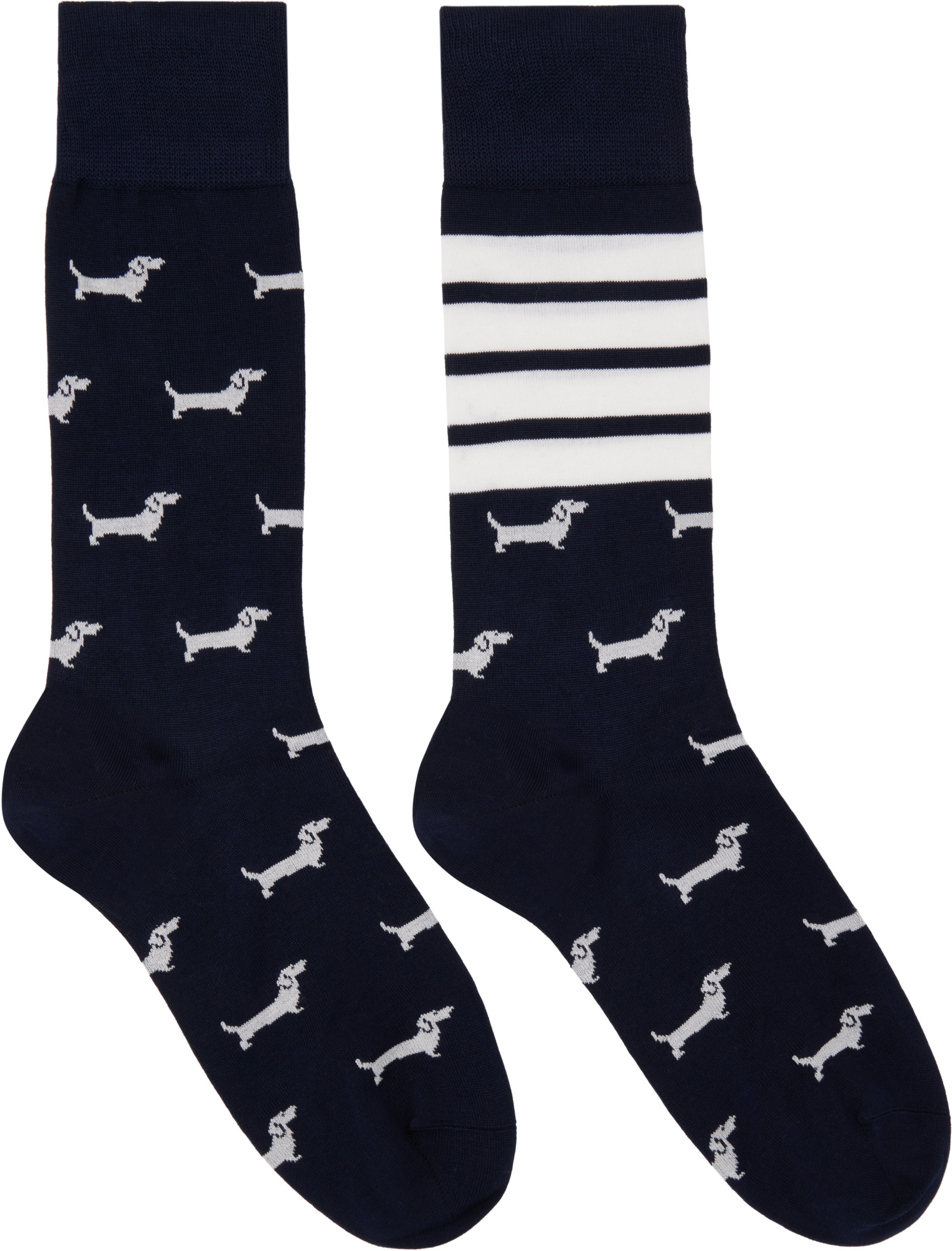 Thom Browne Jacquard Pattern Socks In Black
