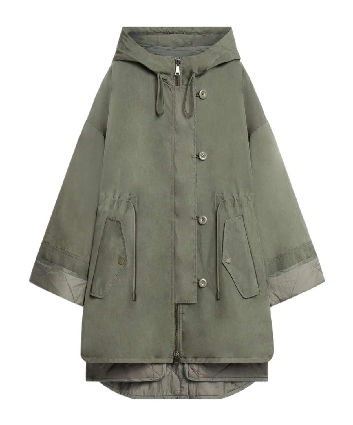 Weekend Max Mara Double-sided Waterproof Cotton Parka Coat In Gray