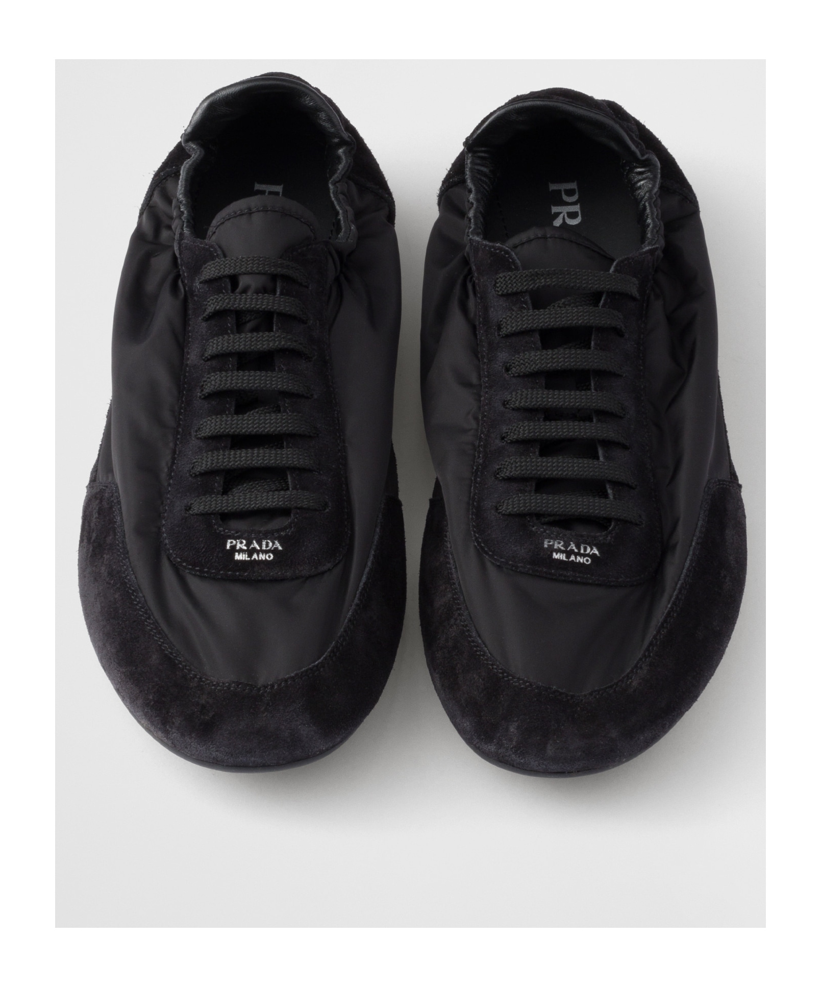 Prada Collapse Sneaker Aus Re-nylon Und Wildleder In Black