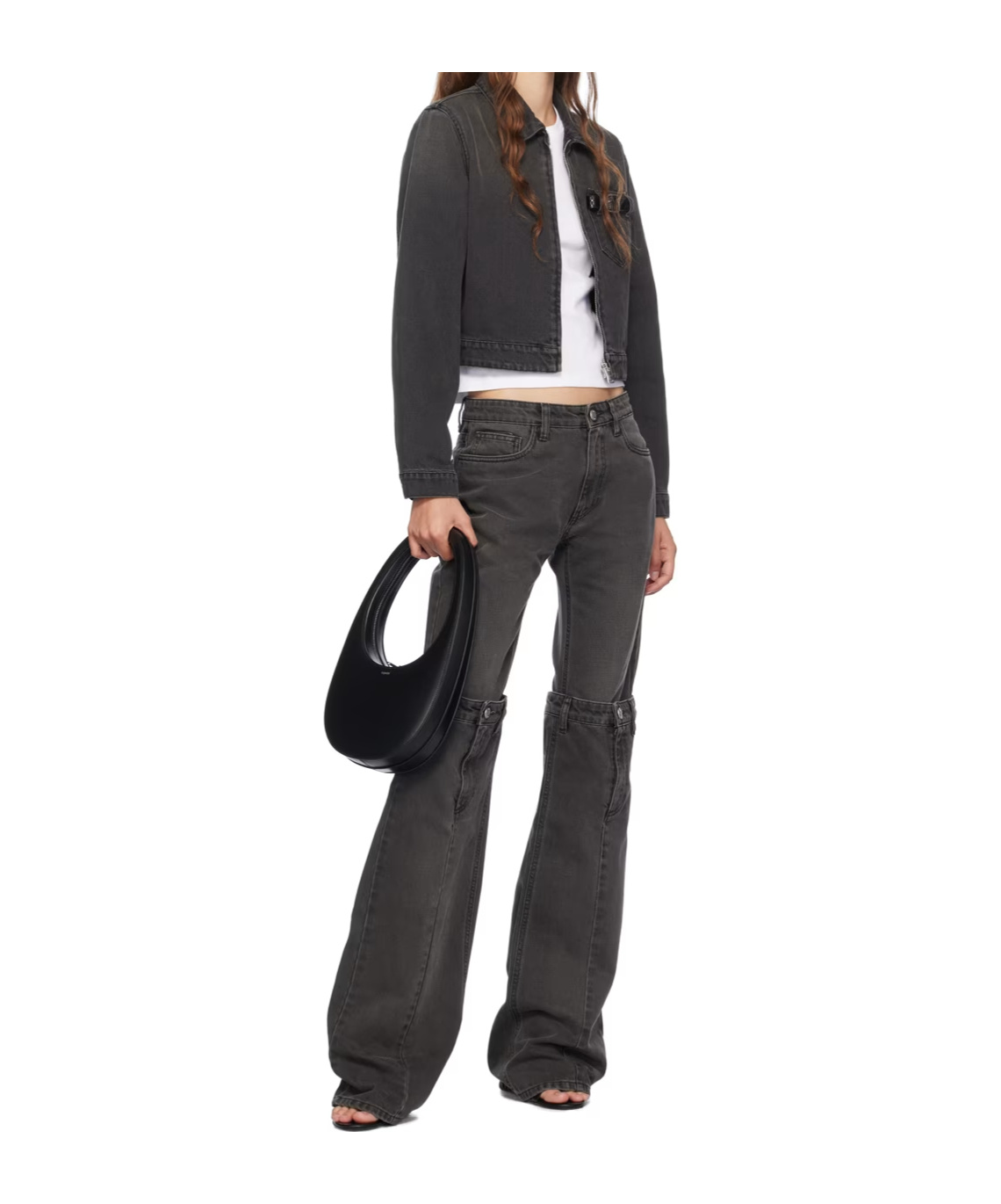 Coperni Gray Open Knee Jeans In Black