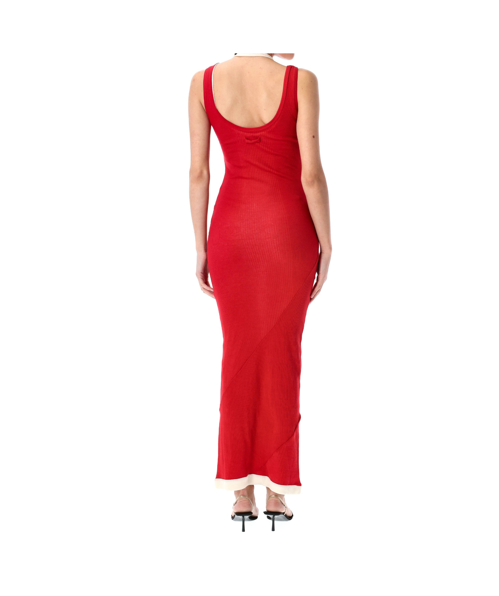 Jean Paul Gaultier Cotton Ribbed Double Layer Dress In Red