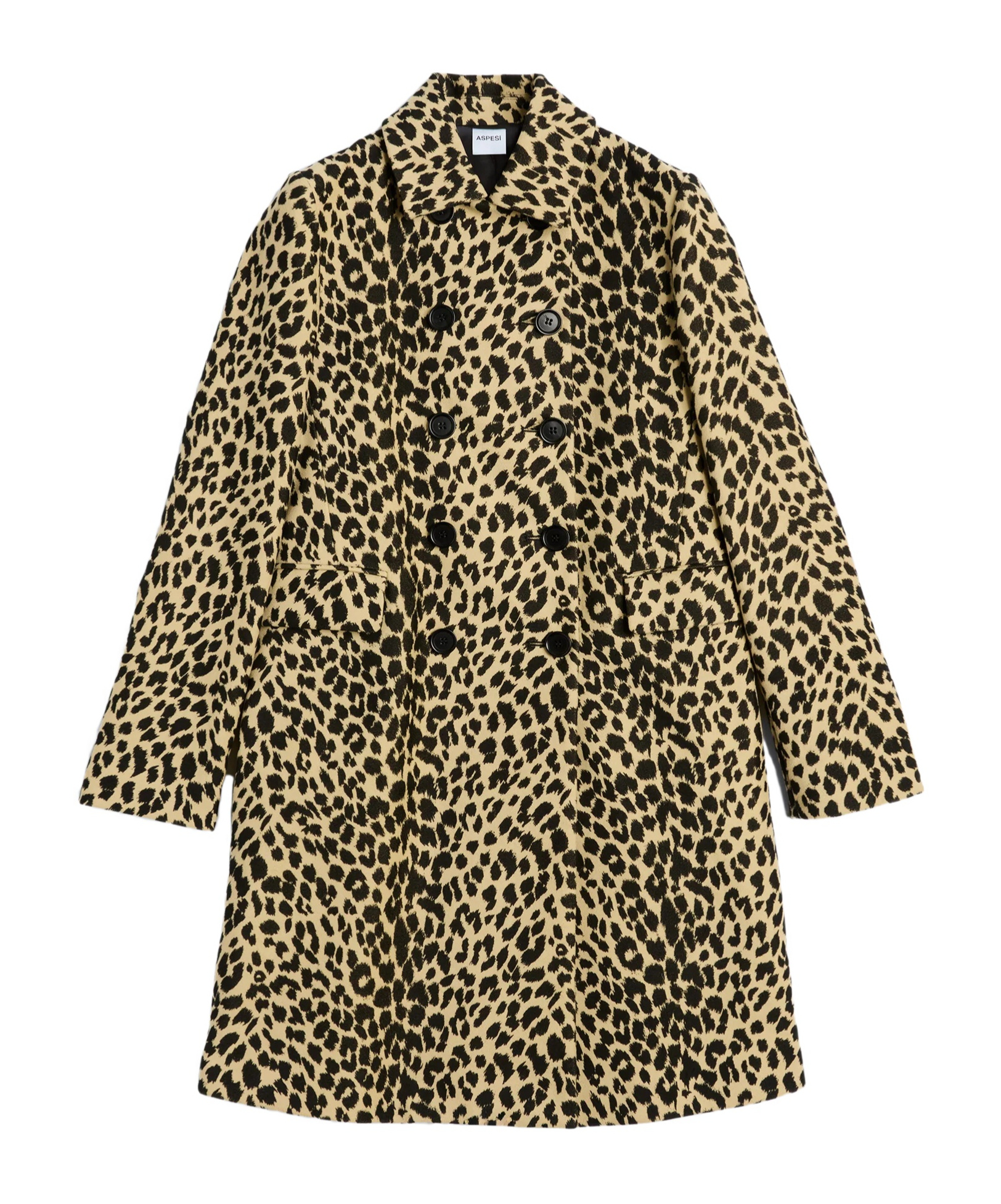 Aspesi Printed Twill Wool Coat In Multi