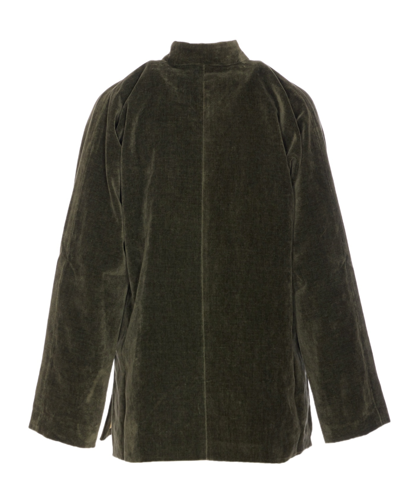 Uma Wang Velvet Texture High Collar Jacket With Button Detailing In Green