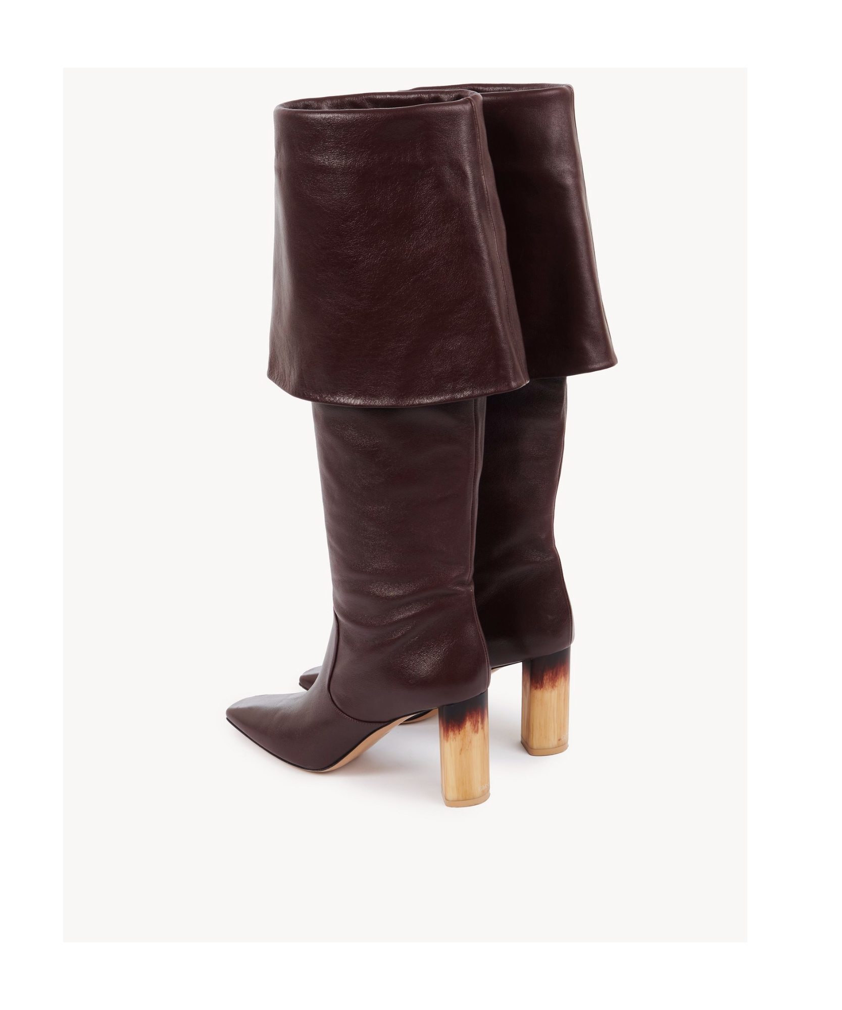 Chloé Georgia Fold-over Leather Knee Boots In Black