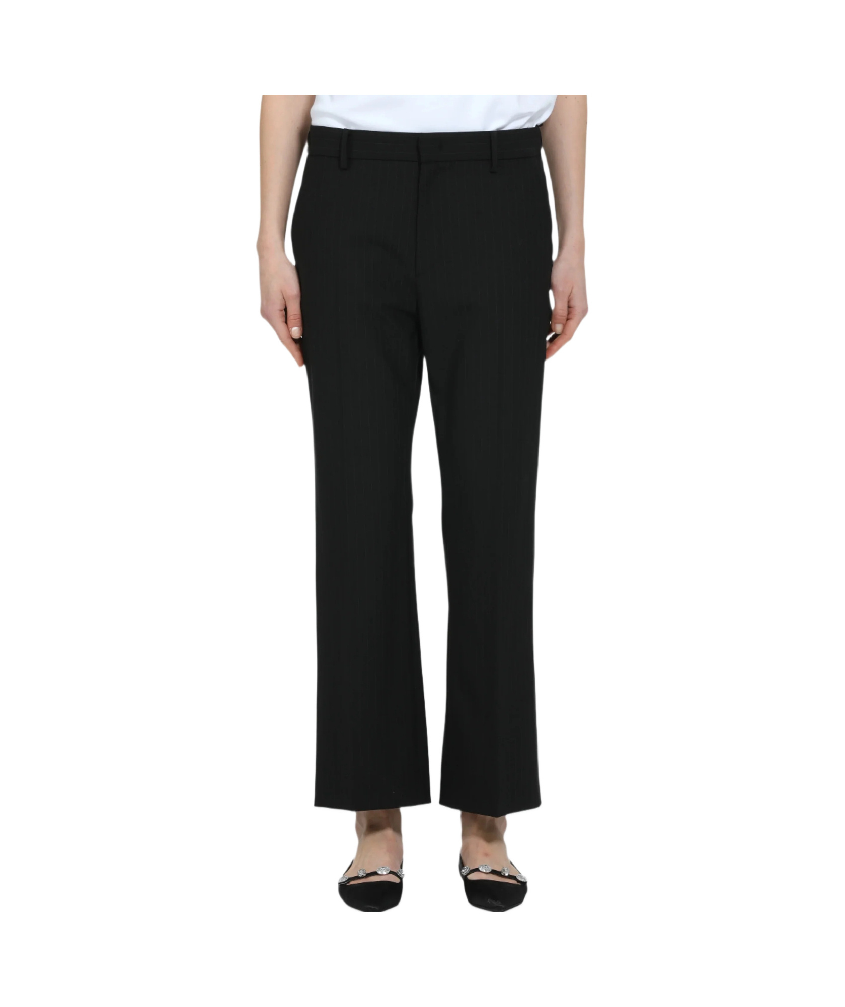 N°21 Straight Fit Striped Ankle Trousers In Black
