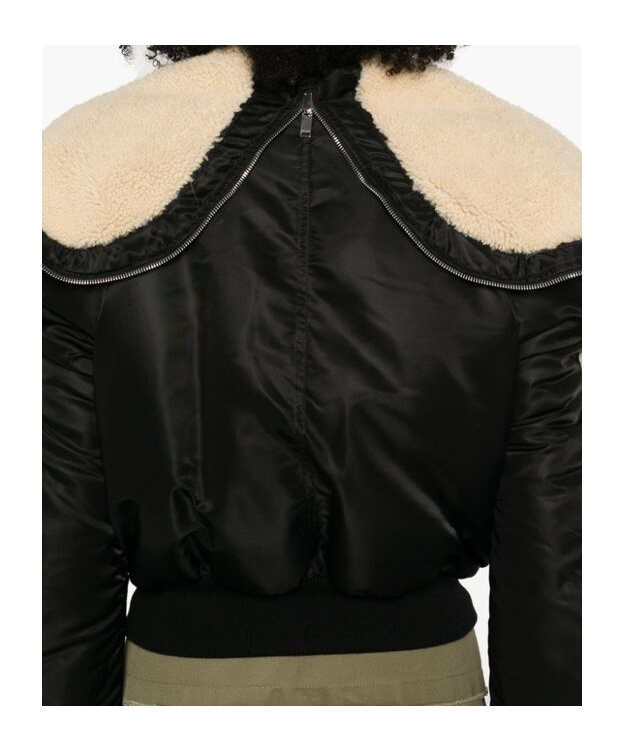 Alexander Mcqueen Shearling-collar Bomber Jacket In Black