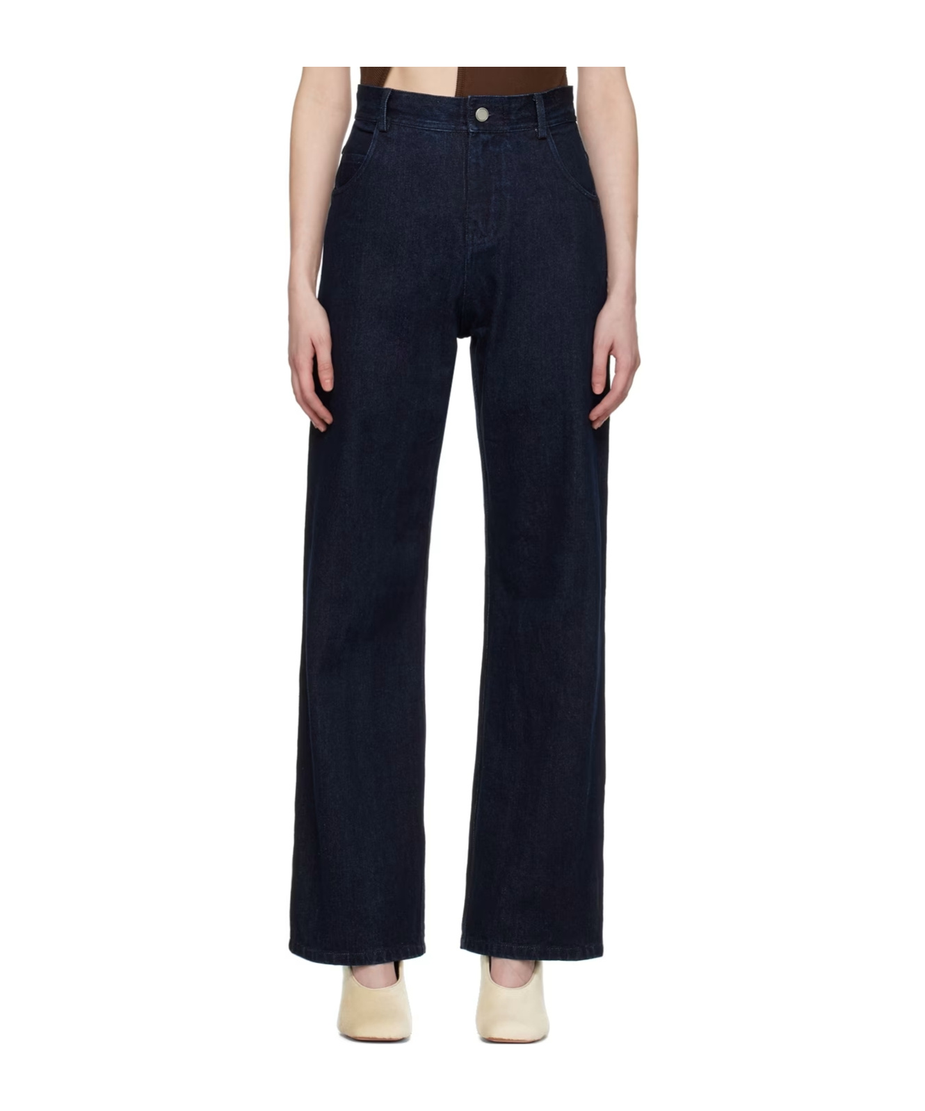 Christopher Esber Denim Trousers With Belt Loops In Navy Blue