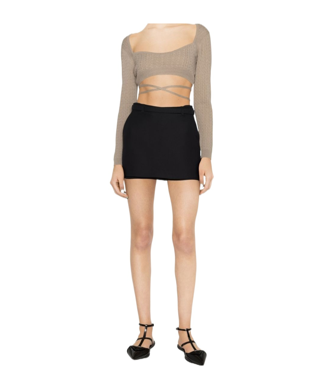 Patou Wrap Knit Top With Long Sleeves In Brown