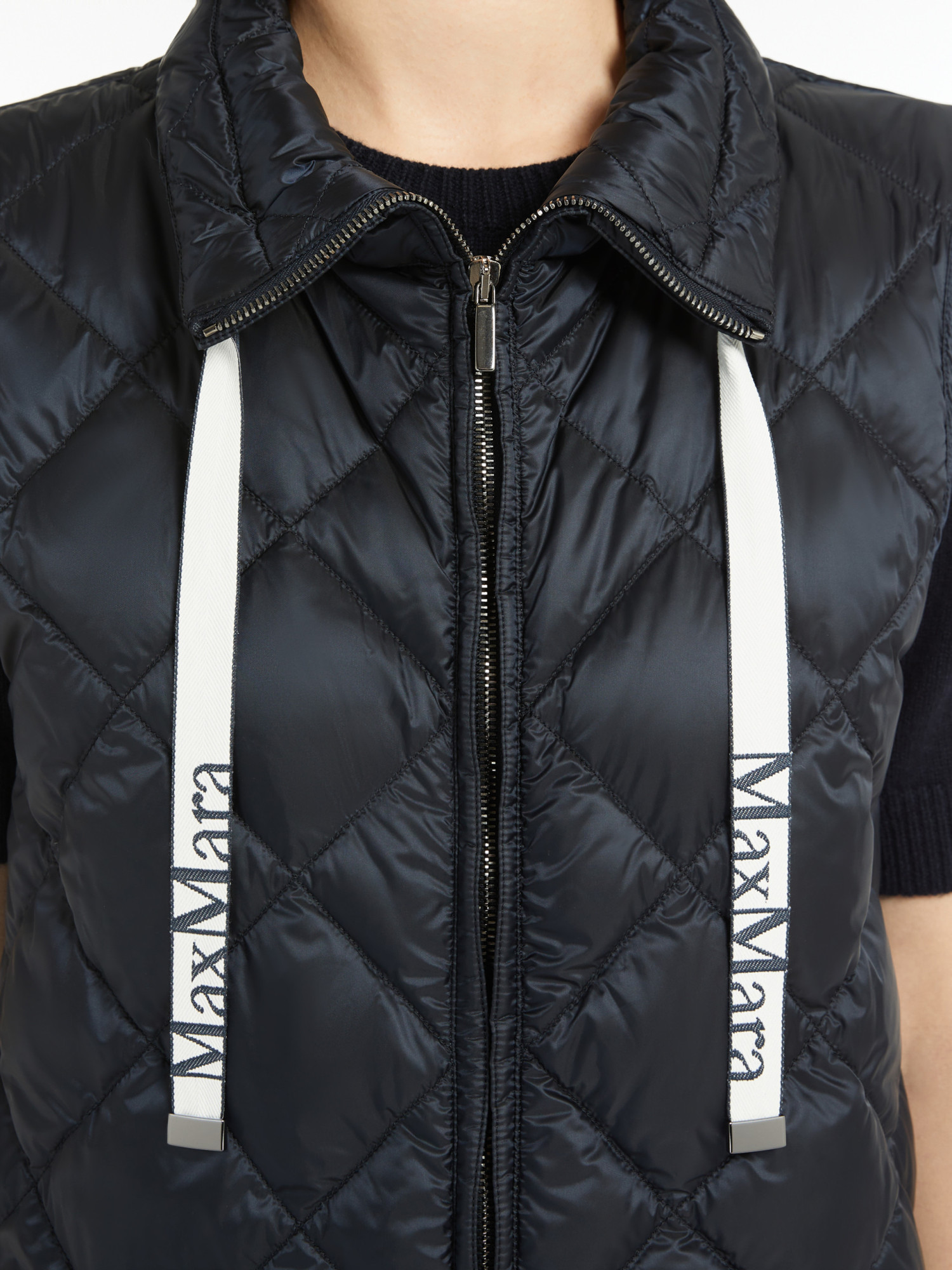 Max Mara The Cube Zip-up Down Drawstring Gilet In Black
