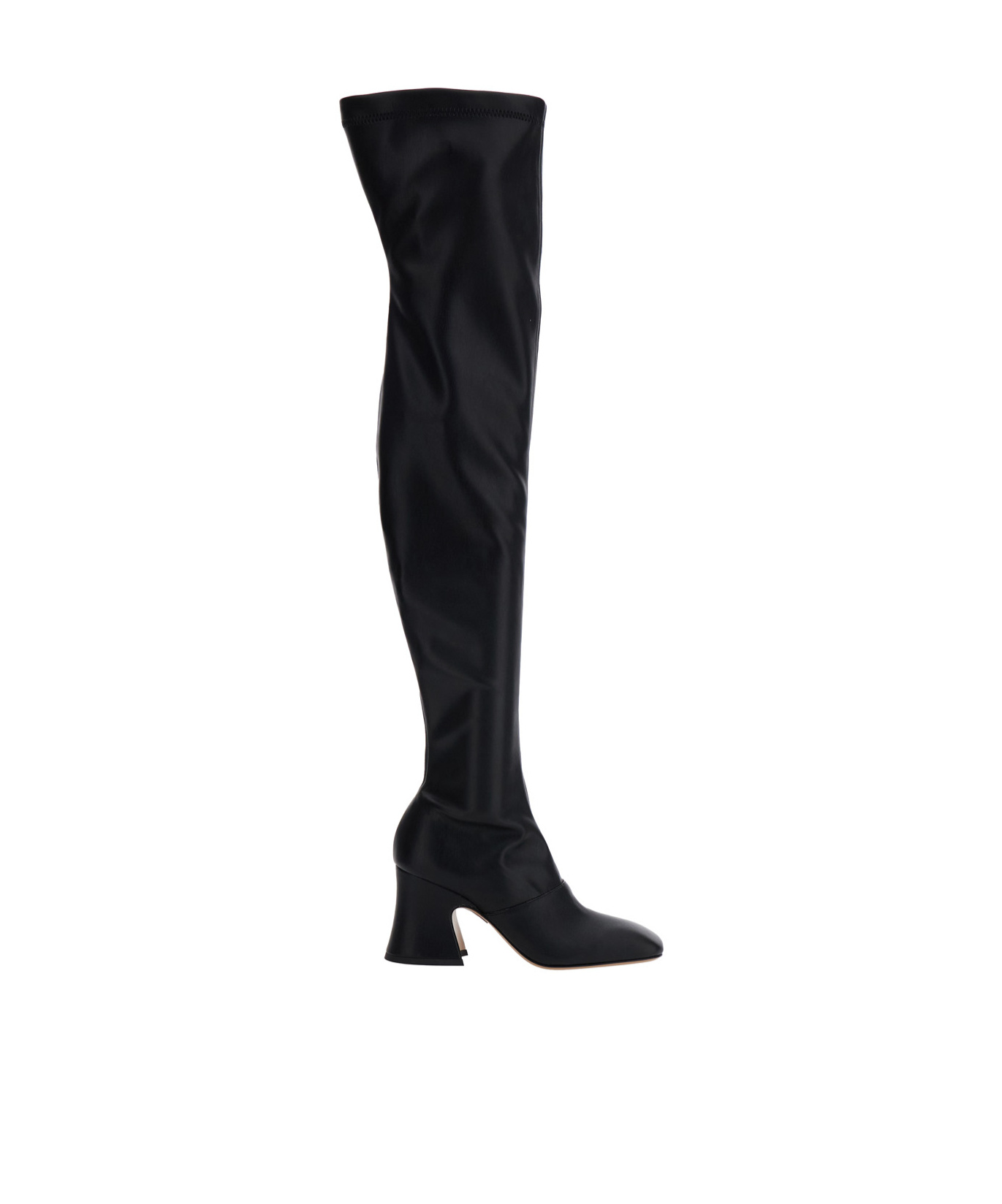 Chloé 80mm Janis Stretch-leather Square-toe Boots In Black