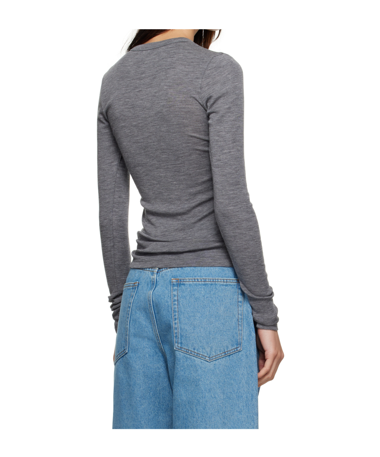 Rohe Round Neck Long-sleeved T-shirt In Gray