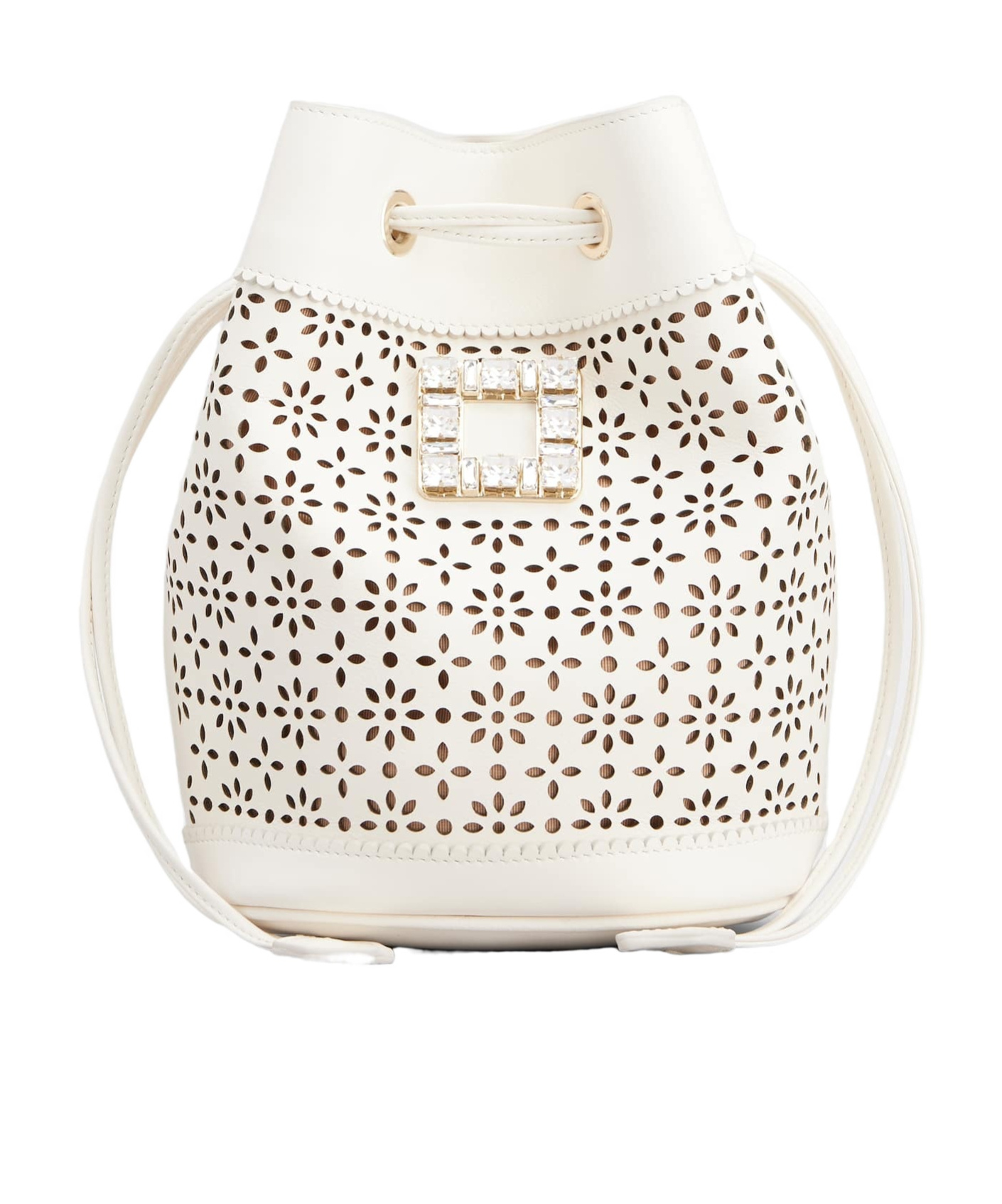 Roger Vivier Très Vivier Bucket Bag In Leather In White