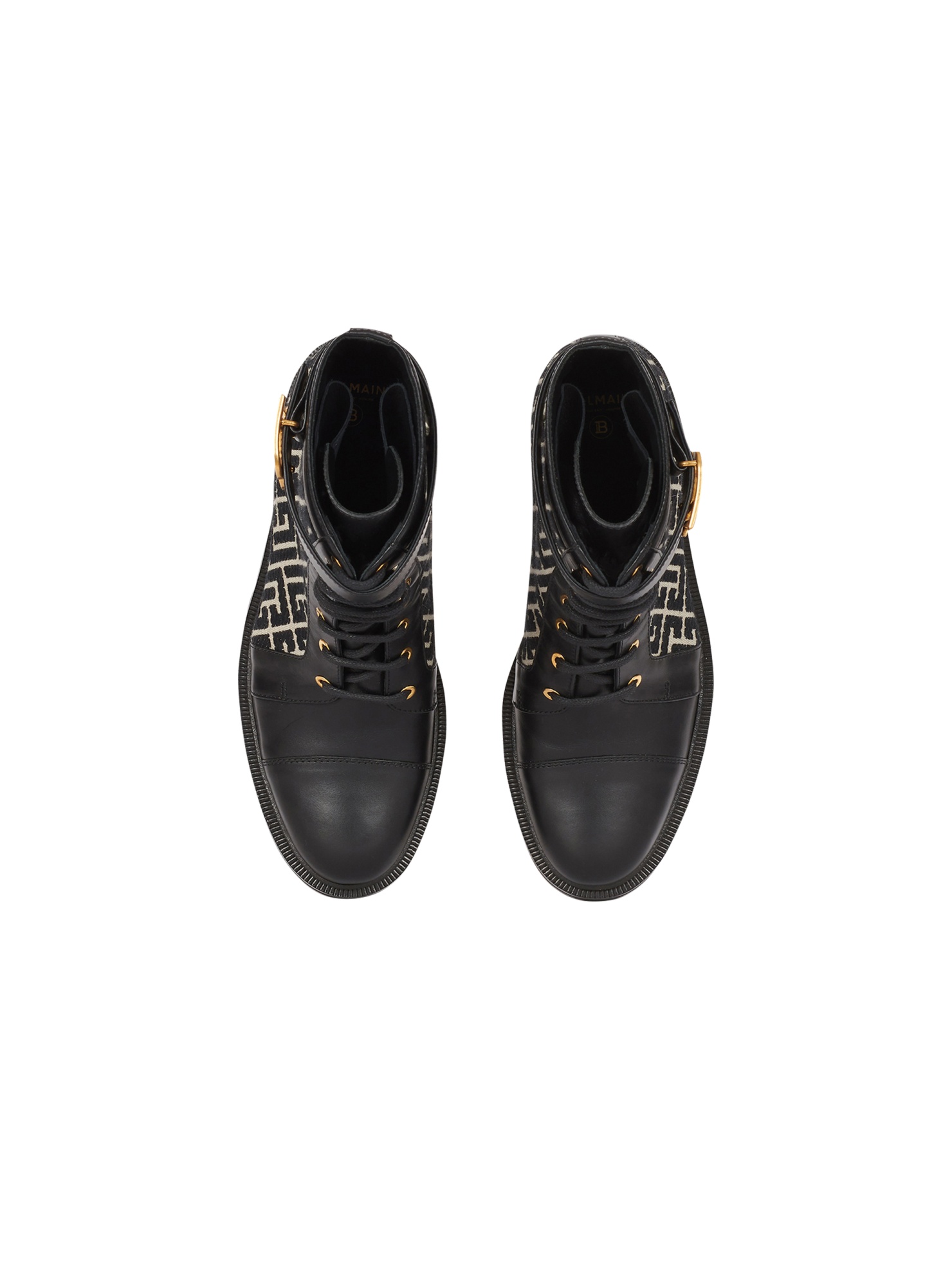 Balmain Bicolor Jacquard Ranger Romy Ankle Boots In Black