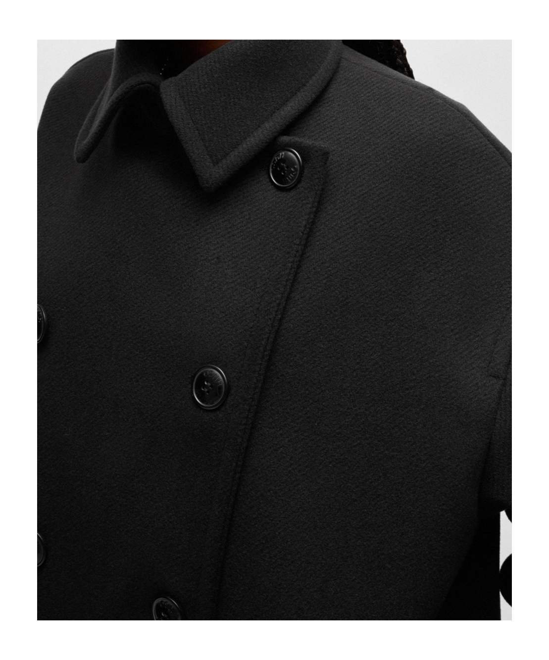 Shop Hugo Boss Long-sleeved Short Coat In Black
