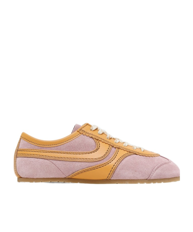 Dries Van Noten Leather-trimmed Suede Sneakers In Nude