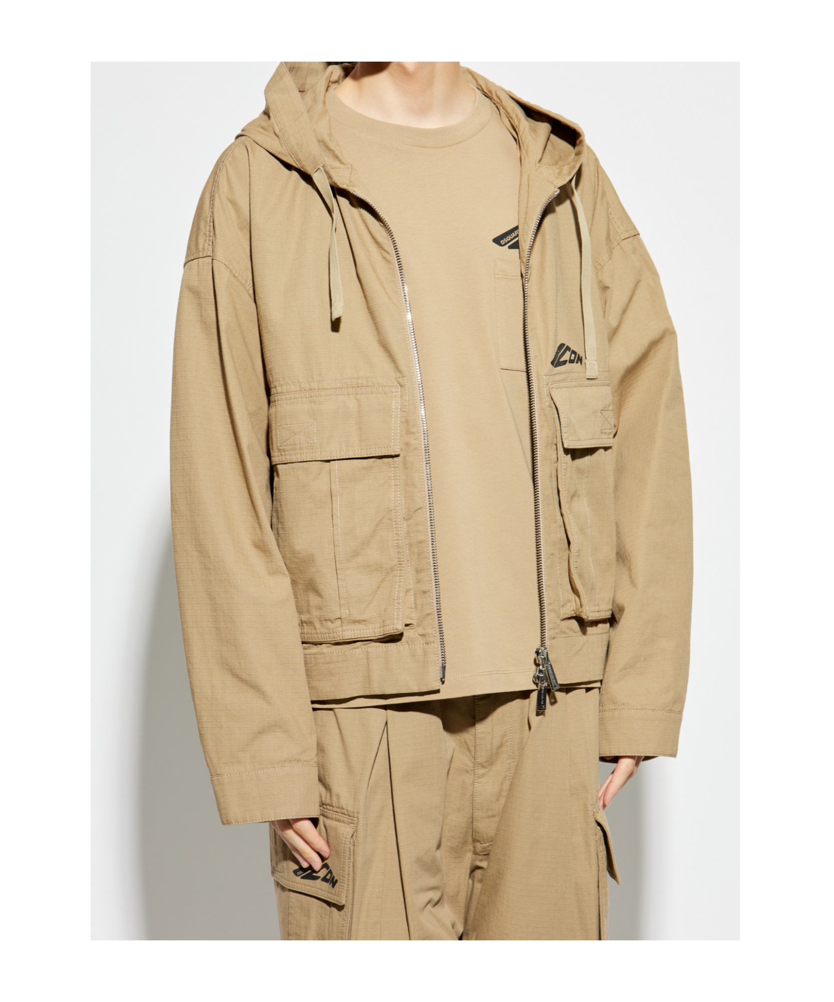Dsquared2 Logo-print Hooded Jacket In Nude
