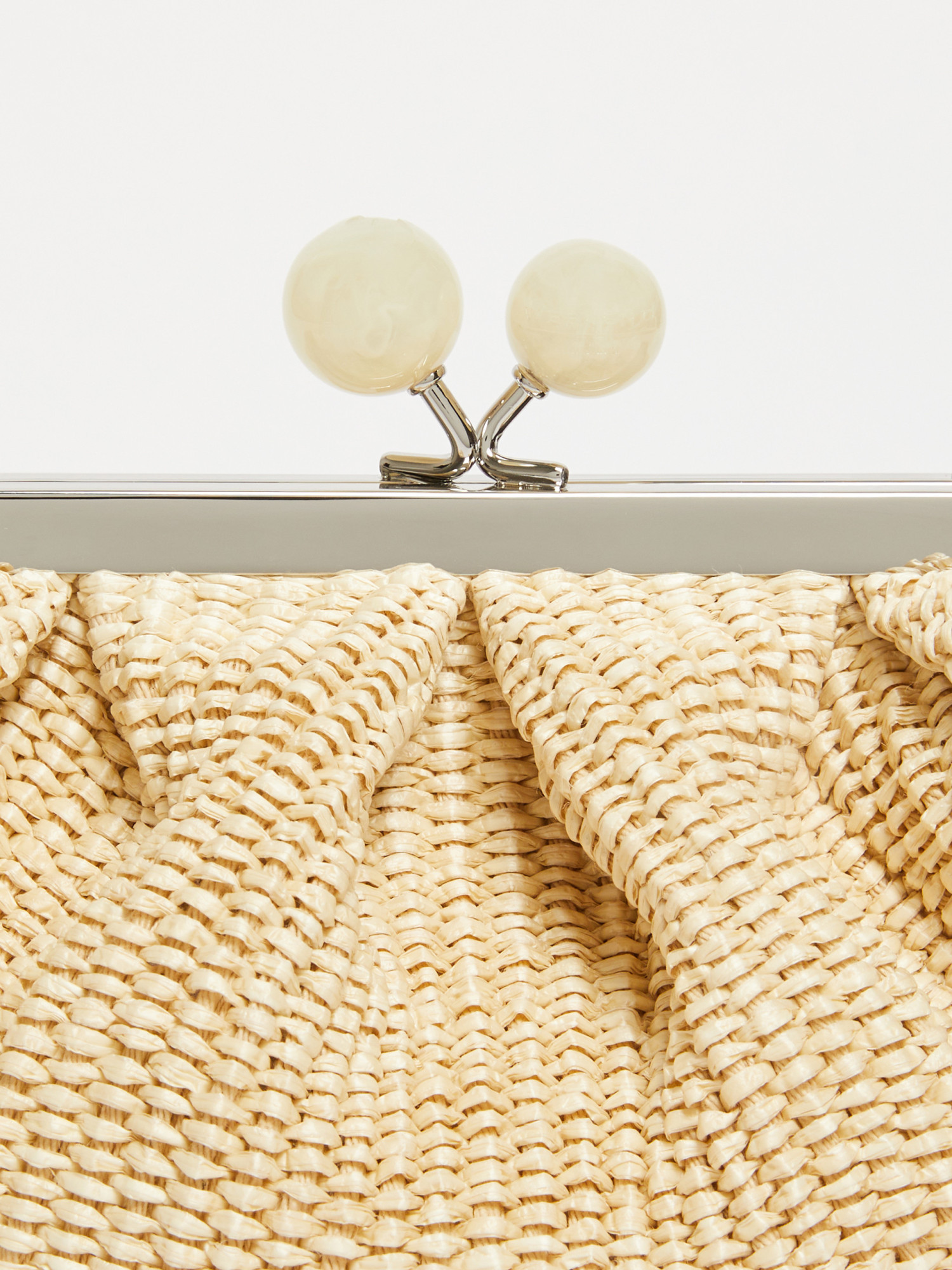 Weekend Max Mara Small Raffia-effect Pasticcino Bag In Nude
