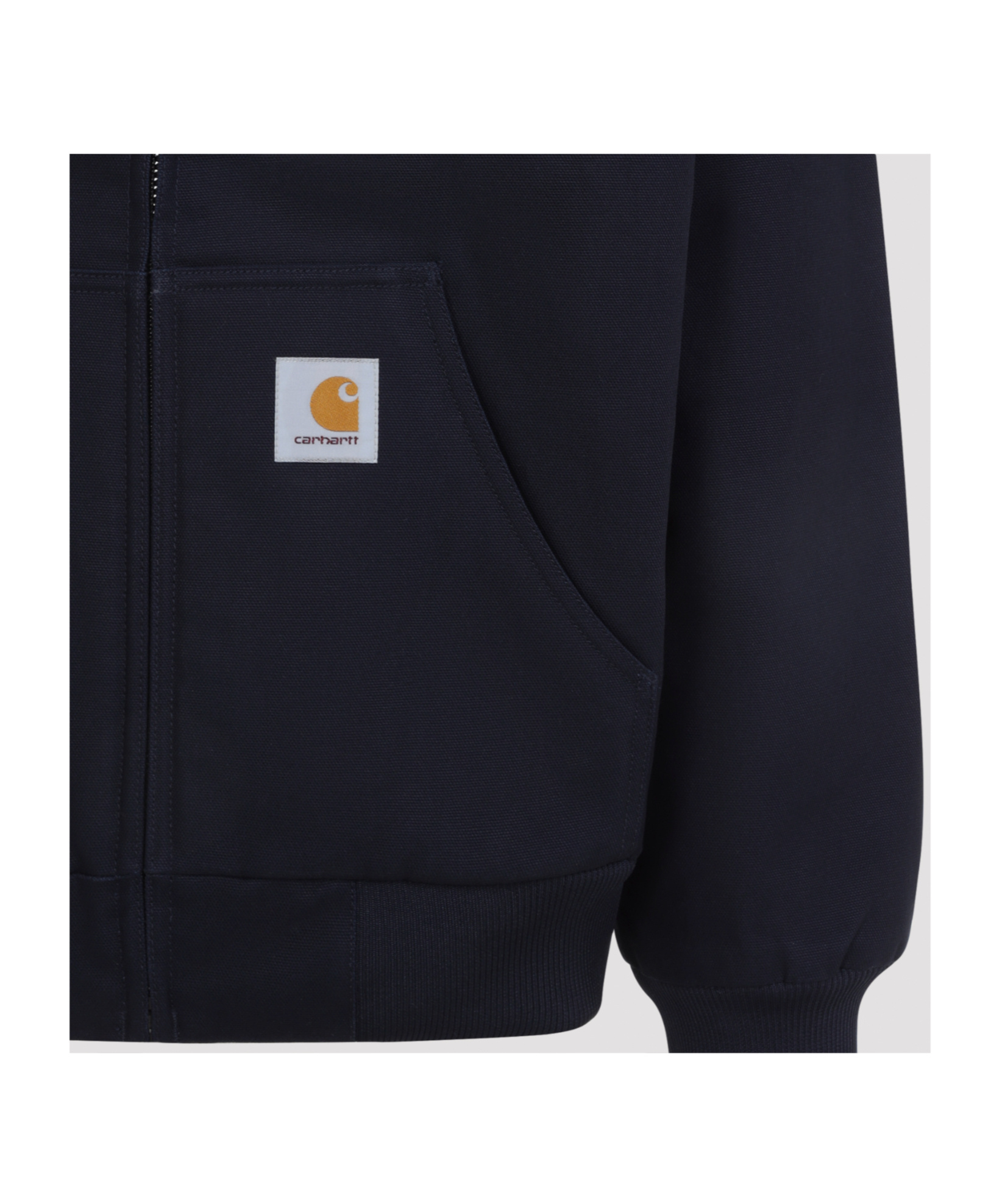 Carhartt Hooded Jacket With Pockets And Ribbed Finish In Blue