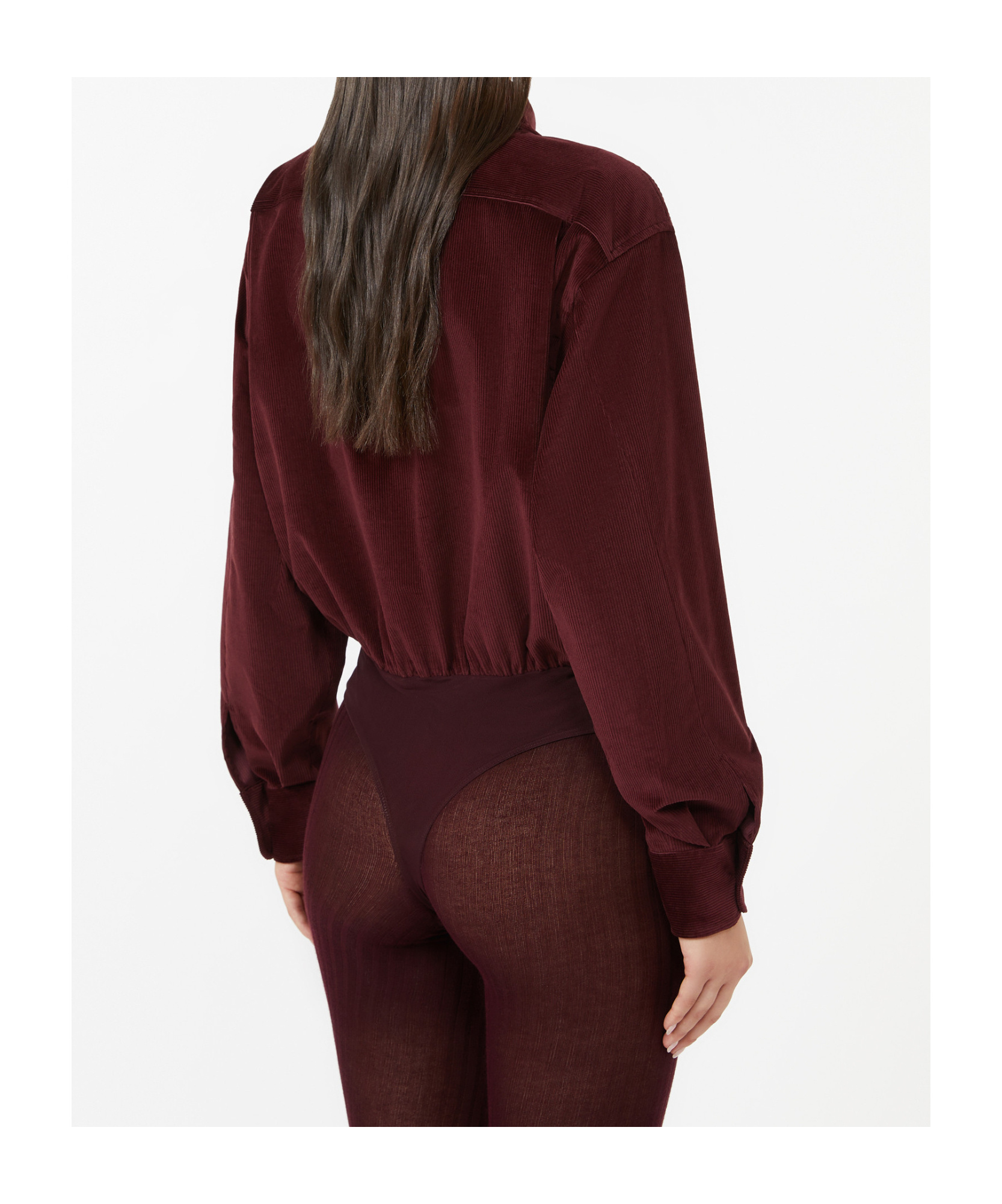 Max Mara Velvet Shirt Jumpsuit In Burgundy