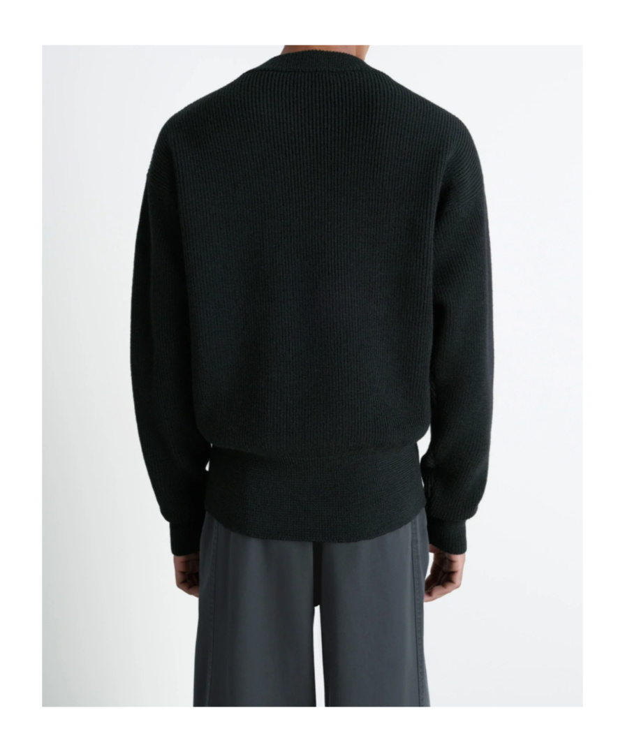 Lemaire Ribbed Wool Crewneck Sweatshirt In Black