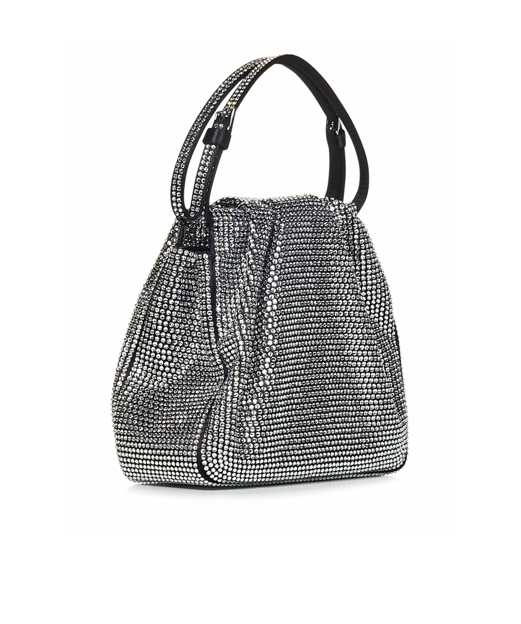 Amina Muaddi Vittoria Full Crystal Handbag In Black