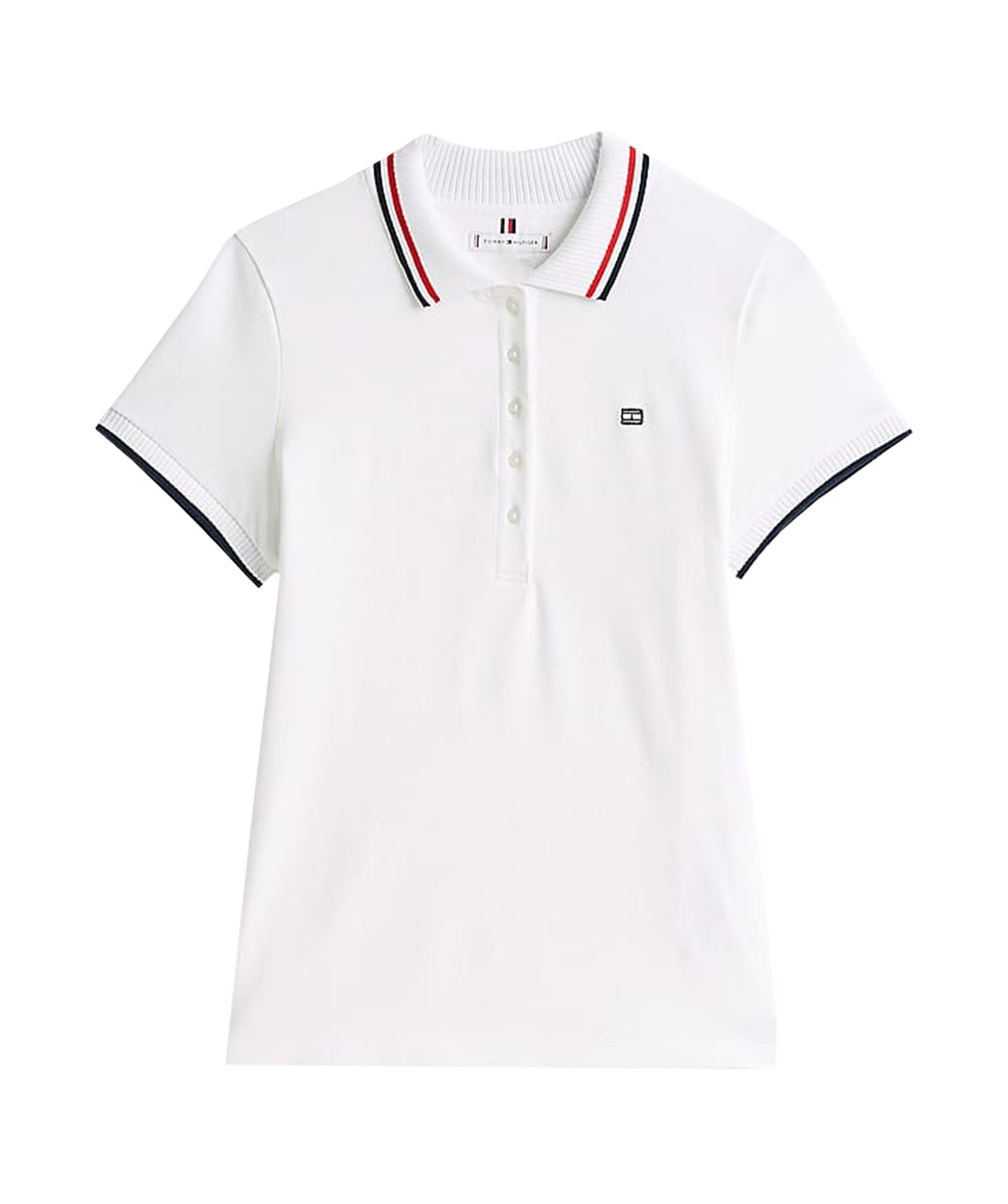 Tommy Hilfiger Slim Polo Collar Contrast Trim In Optical White