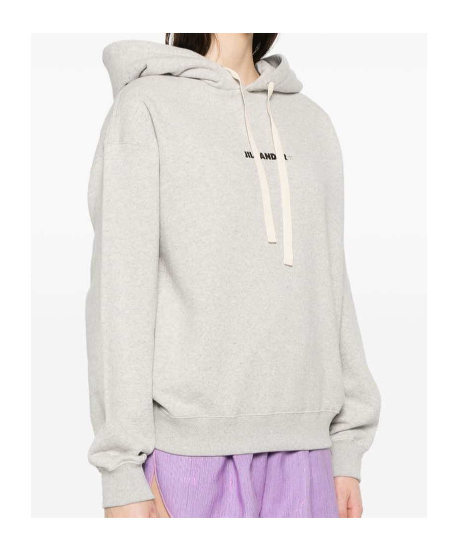 Jil Sander Relaxed Fit Hoodie With Drawstring Hood In White