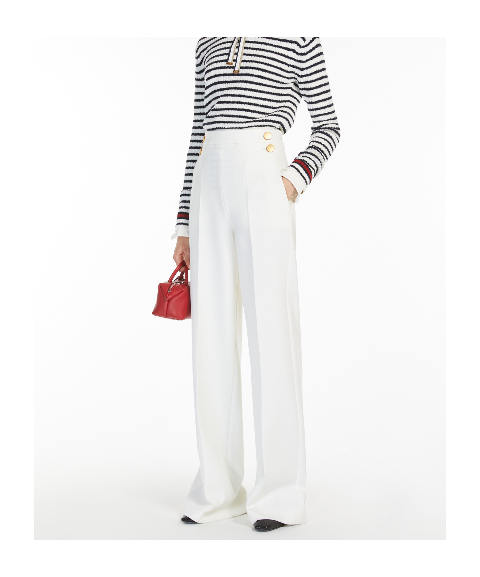 Max Mara Pleated Casual Pants In White