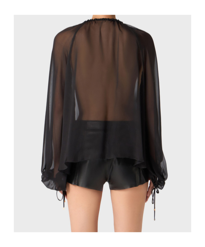 Blumarine Long-sleeved Blouse In Black