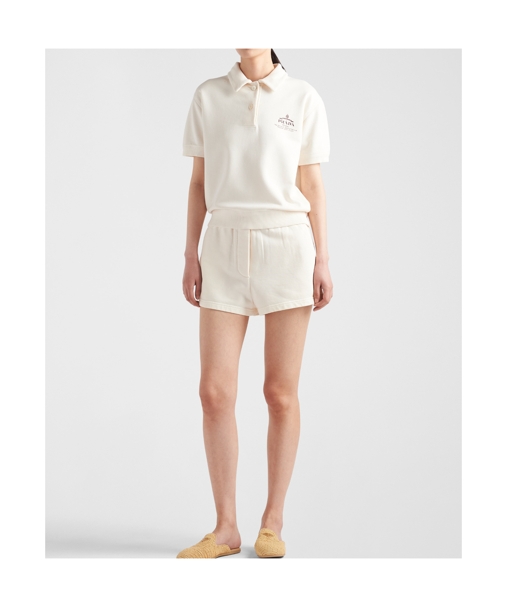 Prada Triangle-logo Cotton Shorts In Nude