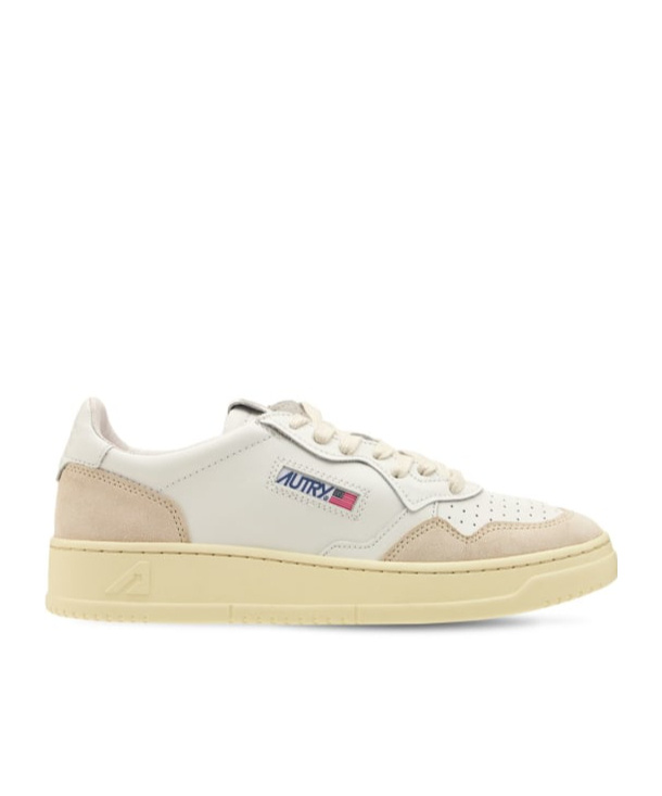 Autry Medalist Low Leather And Suede White And Powder Sneakers In Multi