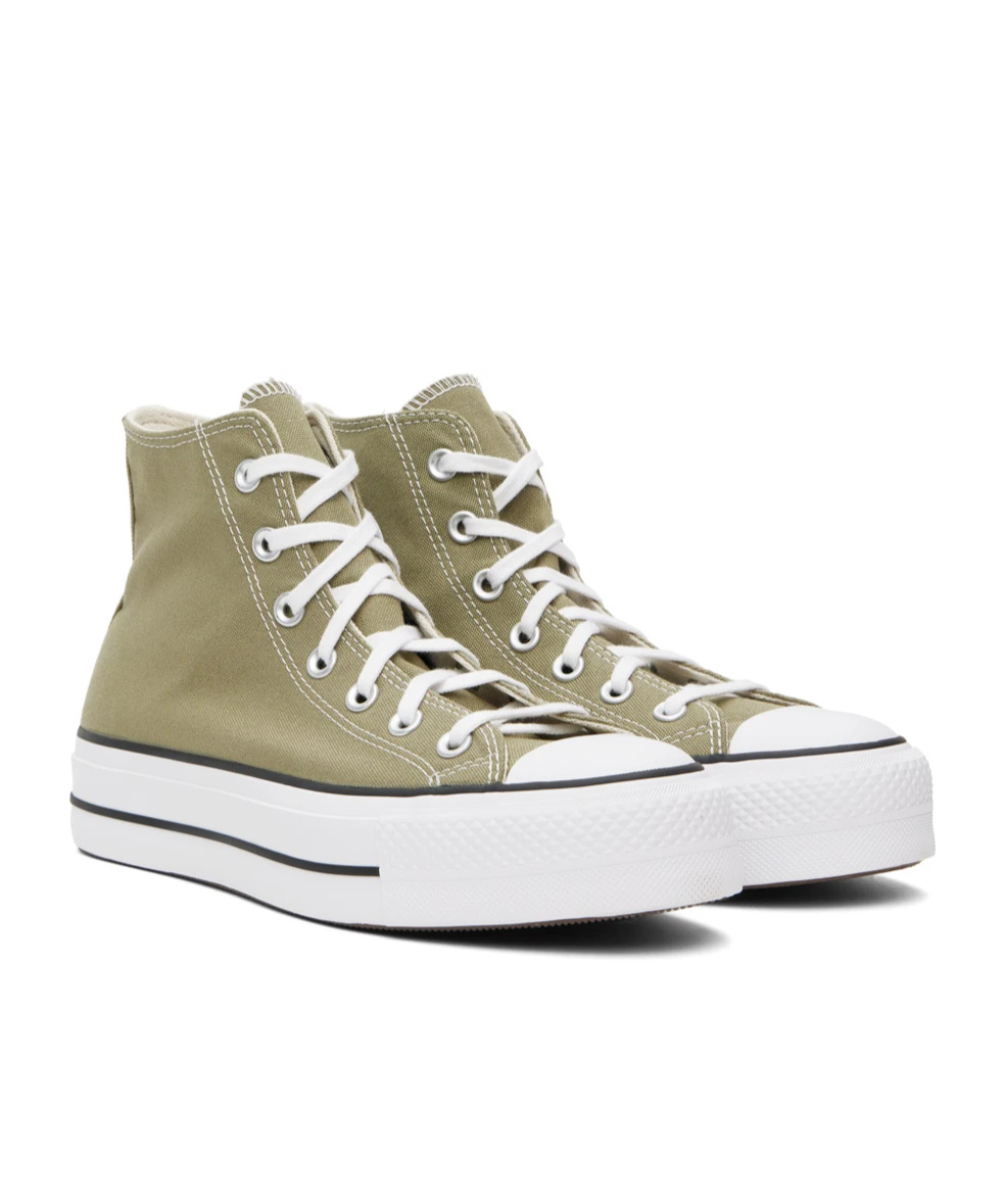 Converse Khaki Chuck Taylor All Star Lift Platform Sneakers In White