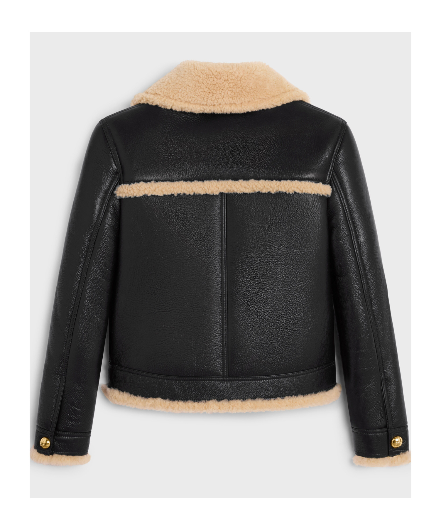 Celine Long-sleeved Leather Jacket In Black