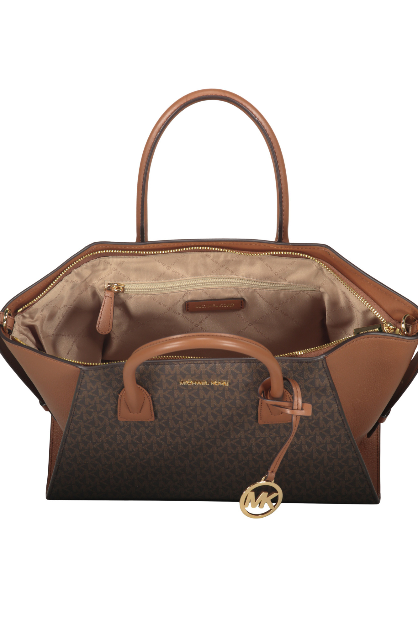 Michael Kors Avril Logo-plaque Tote Bag In Brown