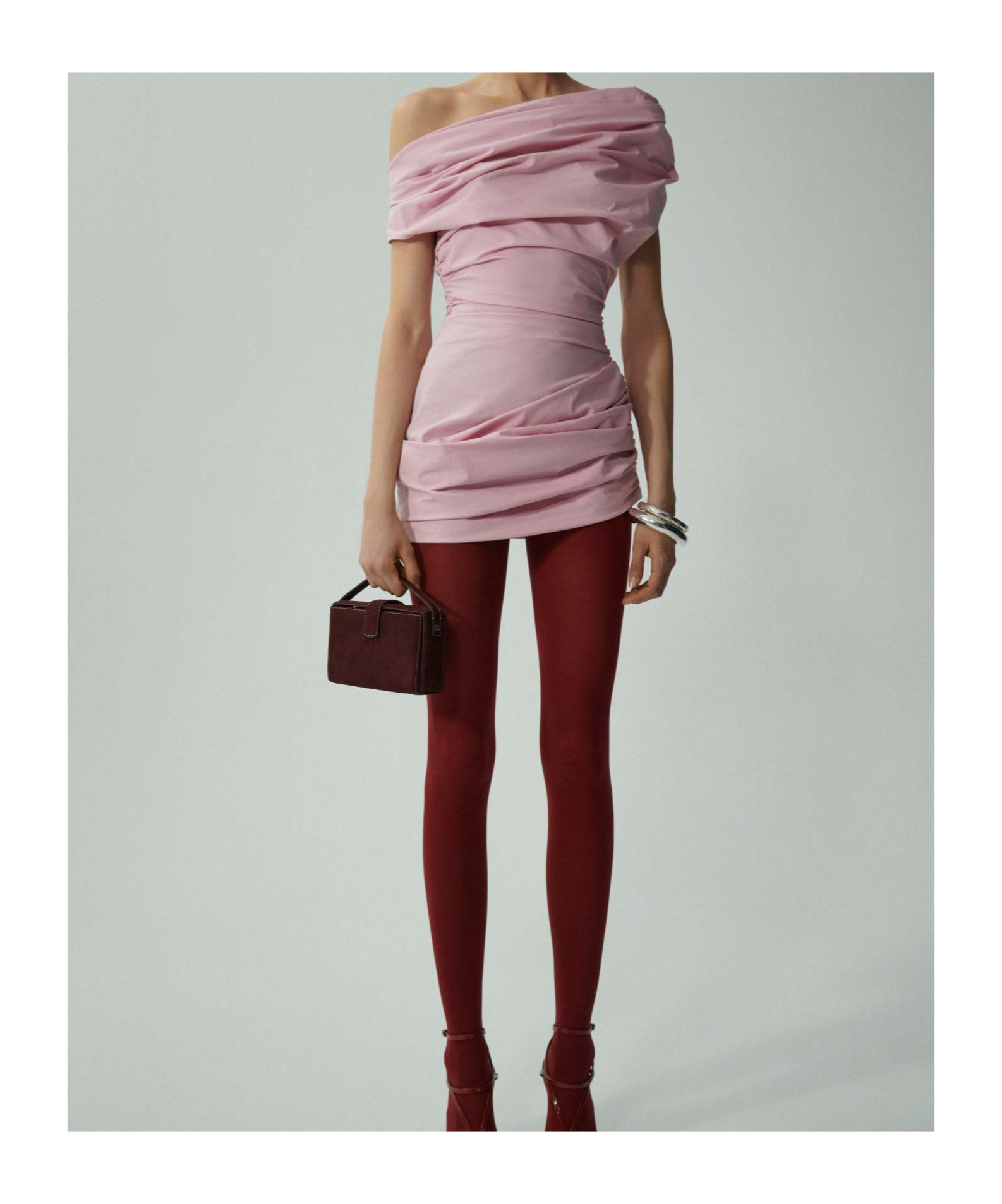 Magda Butrym Draped Cotton-blend Minidress In Pink