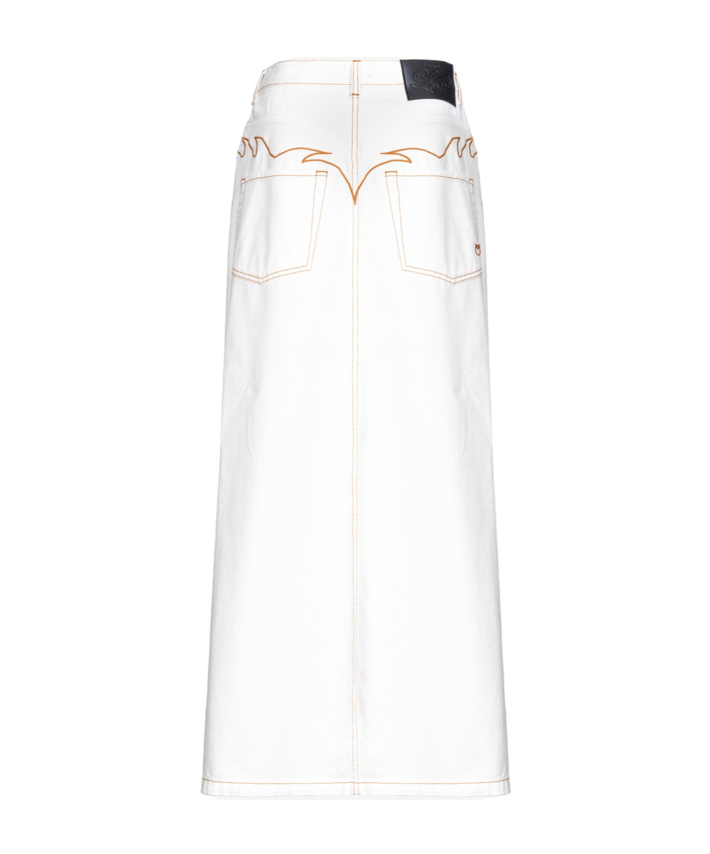 Pinko Embroidered Denim Skirt In White
