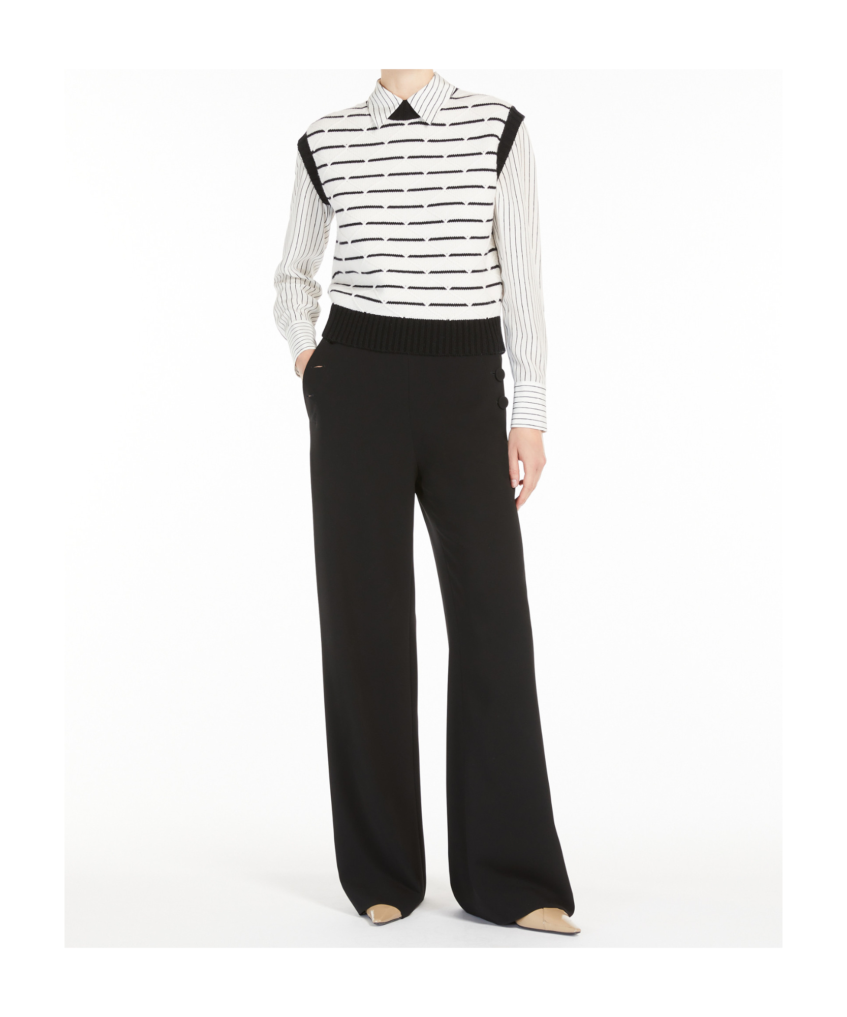 Max Mara Wool And Cashmere Soft Gilet In White