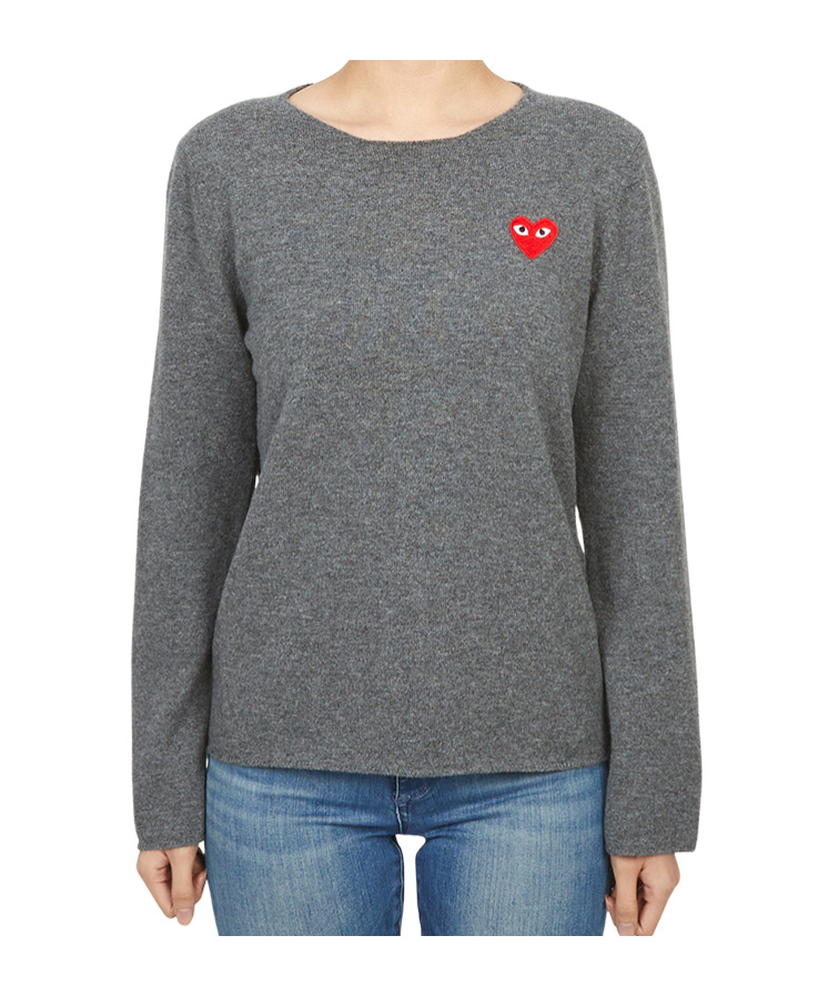 Comme Des Garçons Play Long Sleeve Sweater In Gray
