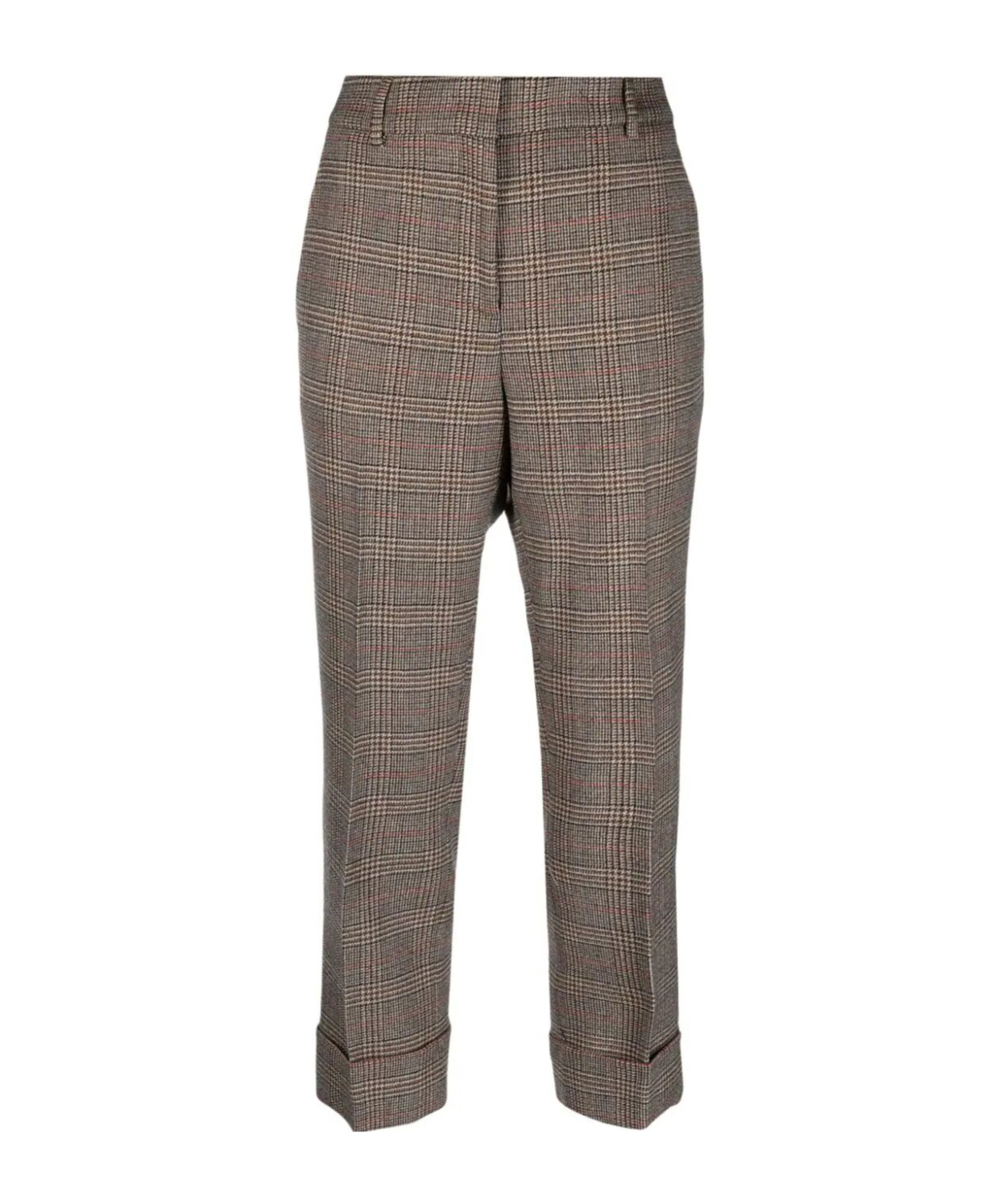 Incotex Plaid-check Tailored Trousers In Gray