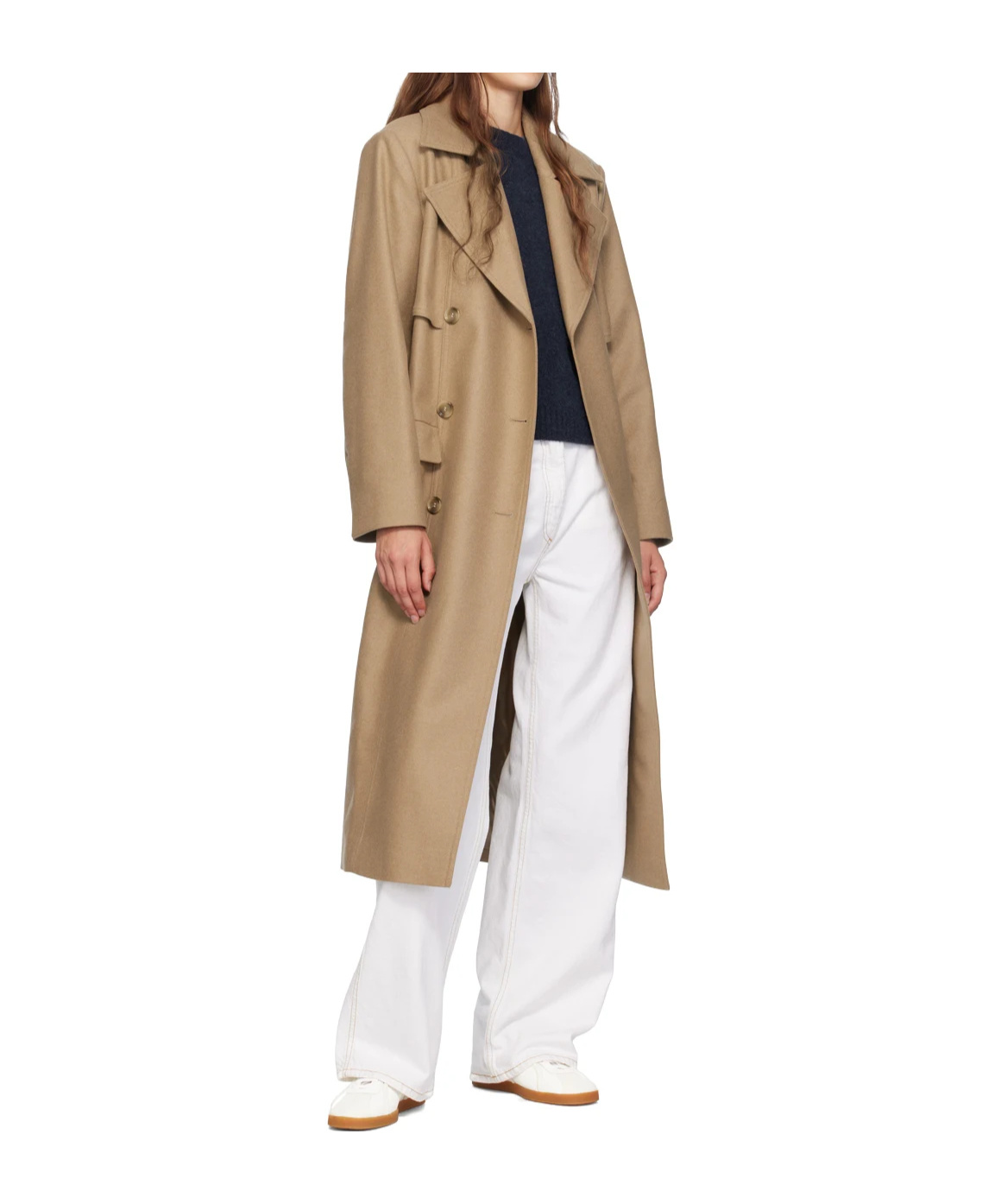 Hugo Boss Beige Belted Coat In Nude
