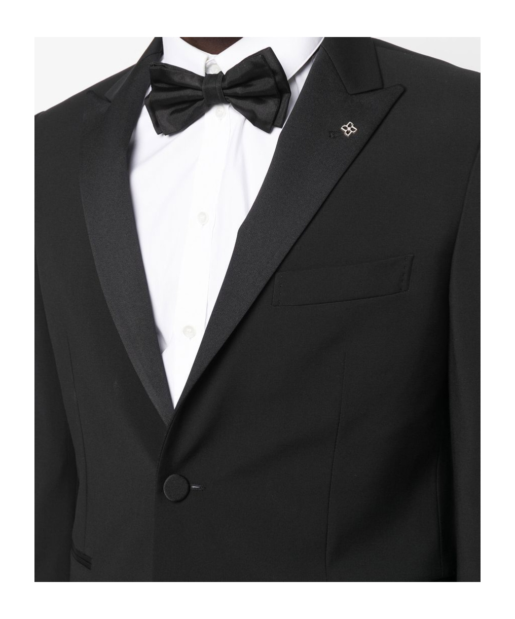 Tagliatore Blue Tailored Suit With Satin Lapel And Shoulders