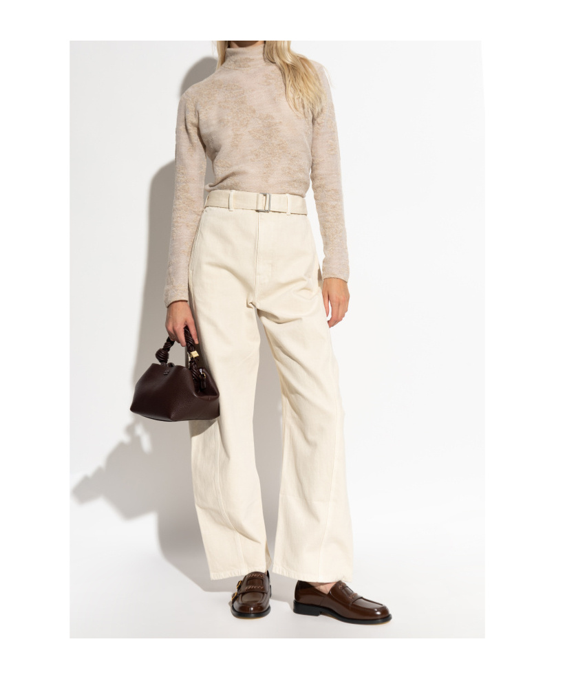 Ganni High-neck Button Sweater In Neutral