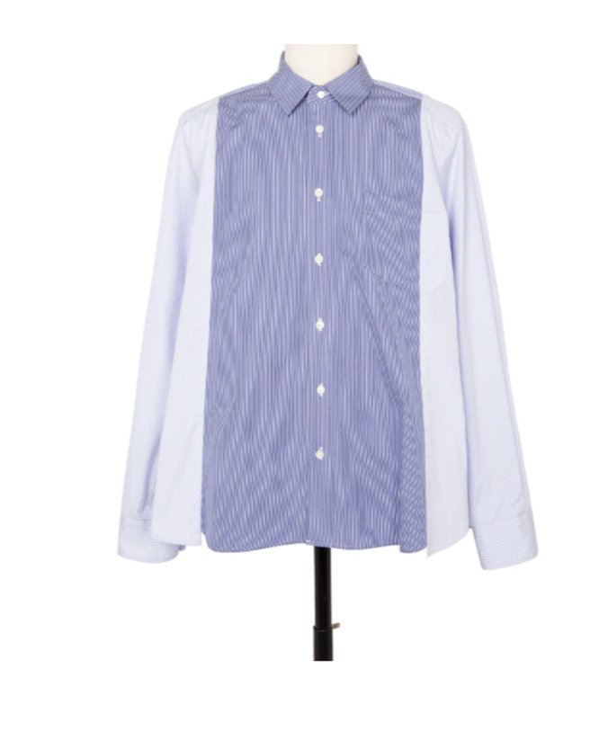 Sacai Cotton Shirt Striped Pattern In Blue